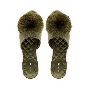 Birdies Shoes The Songbird Slide, Matcha Dark Green Slipper Flats